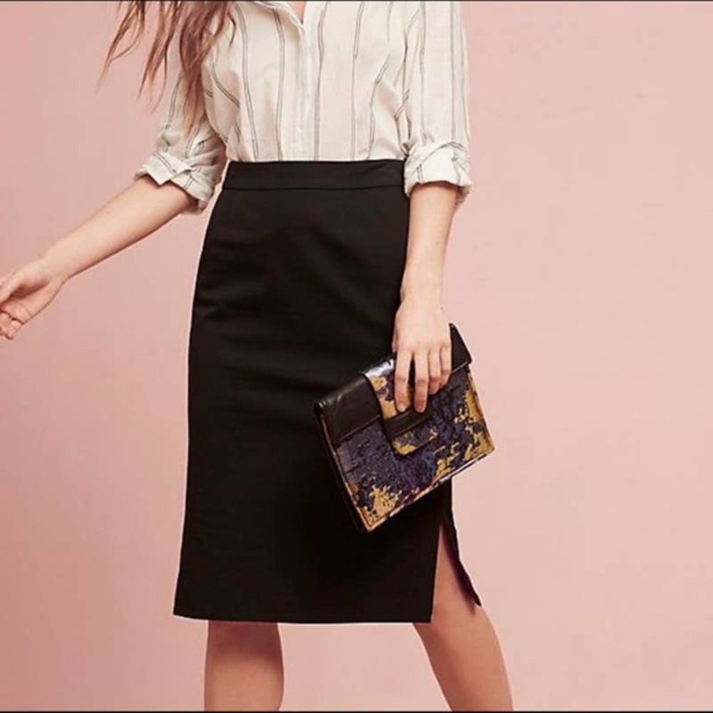 Anthropologie Pencil Skirt Size 2 Petite Black